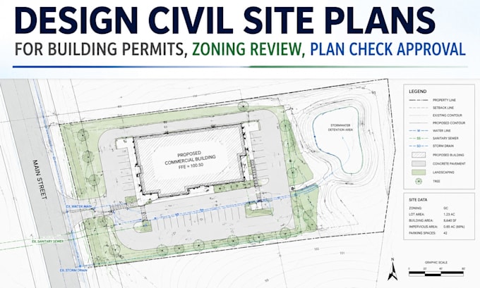 design civil site plans for building permits, zoning review, plan check approval