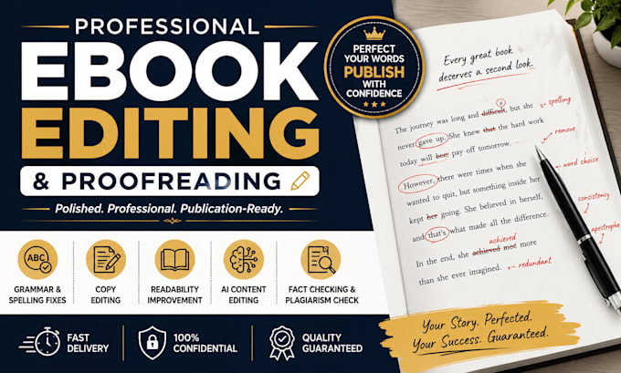 professionally edit, proofread and polish your ebook for publication