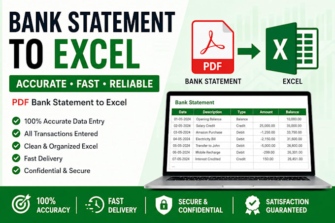 convert bank statements PDF to excel