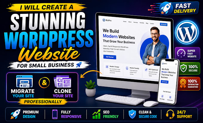 create stunning wordpress website for small business migrate clone your site