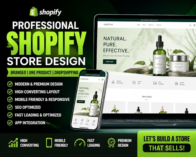 design branded shopify store, shopify one product store , dropshipping store