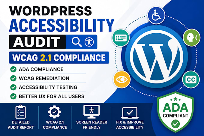 do wordpress accessibilty audit, wcag 2 1 compliance, ada, wcag remediation