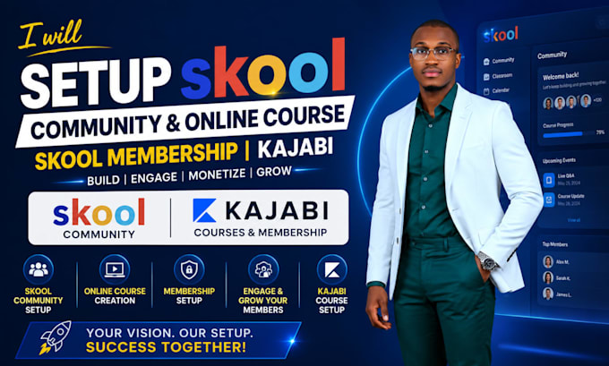 setup skool community skool online course creation skool membership kajabi