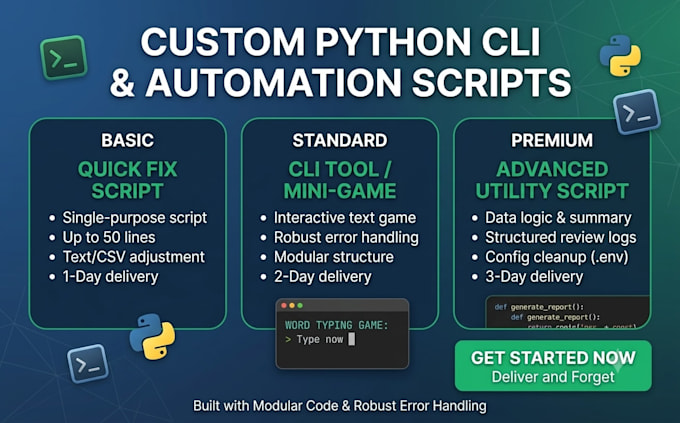develop a custom python cli script, mini game, or automation tool
