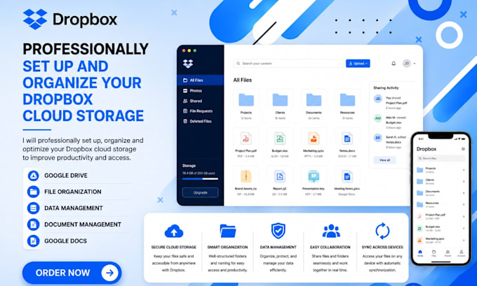 professionally set up and organize your dropbox cloud storage
