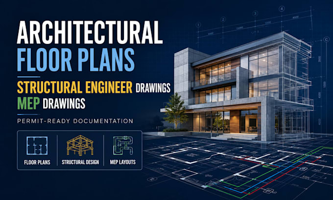 prepare architectural floor plan structural engineer drawings and mep drawings