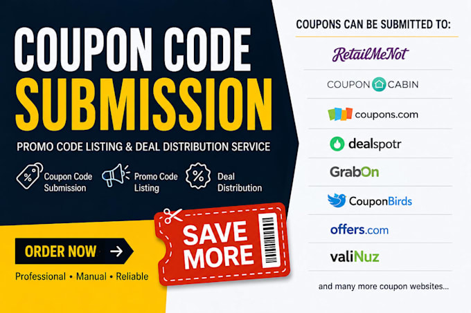 do coupon code submission and promo code submission to best coupon sites