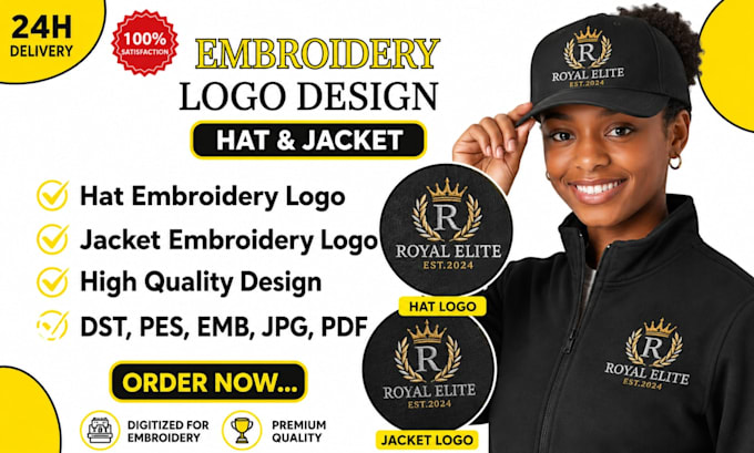 digitize embroidery log hat jacket and shirt