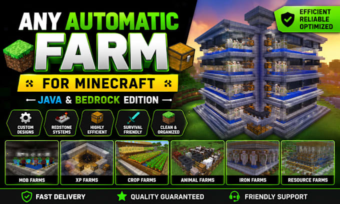 build custom automatic mob farm for redstone minecraft java and bedrock edition
