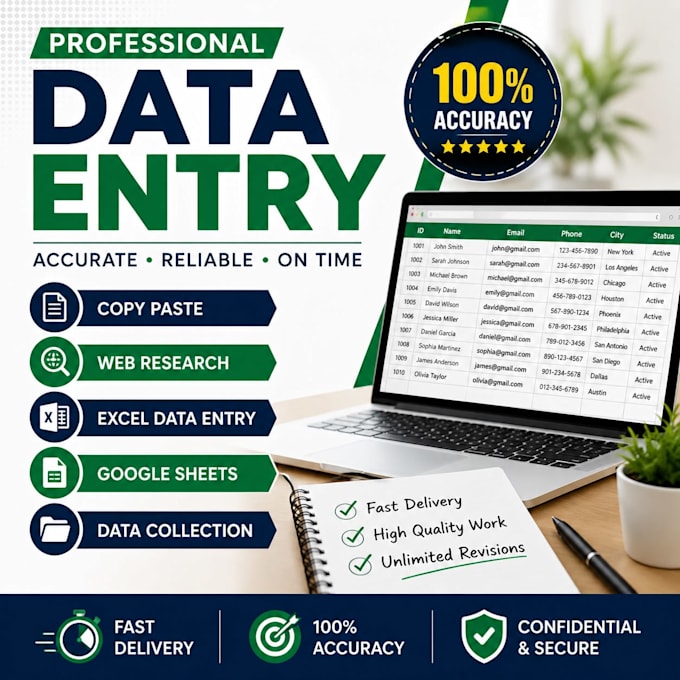 accurate dataentry, copy paste, web research and exel tasks
