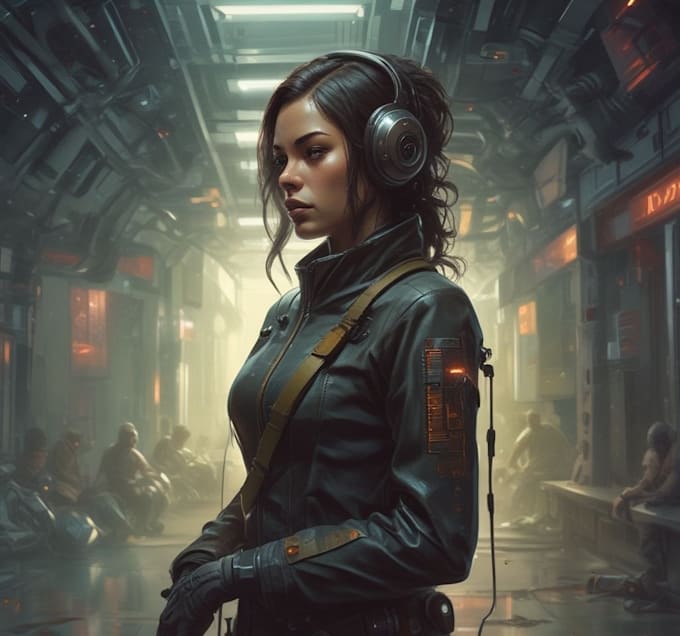 a sci fi character illustration or sci fi character