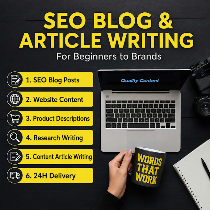 write SEO blog posts, website content and product description in 24 hours