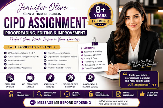 proofread, edit and improve your cipd assignments and HR reports