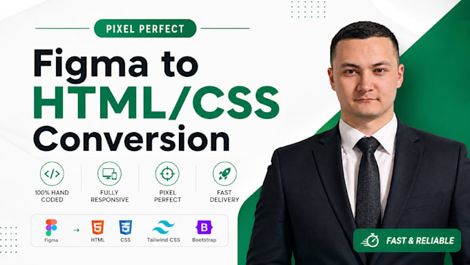 convert figma to responsive HTML CSS tailwind or bootstrap