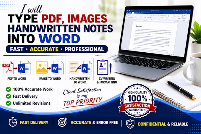 type PDF, handwritten notes and images into word
