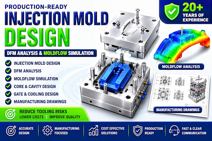 design injection molds with dfm analysis and moldflow simulation
