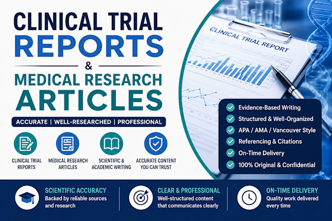 write clinical trial reports and medical research articles