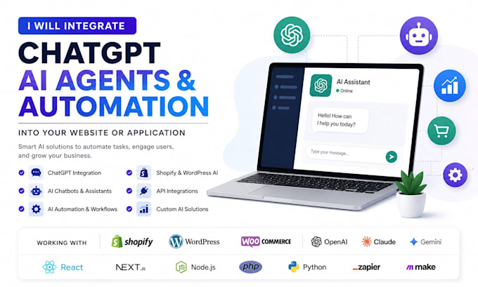 integrate chatgpt ai, ai agents and automation in your website
