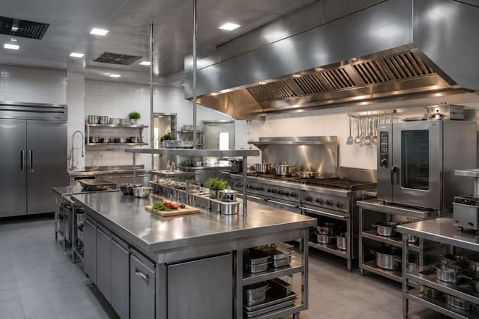 design and render professional commercial kitchen interiors in 3d