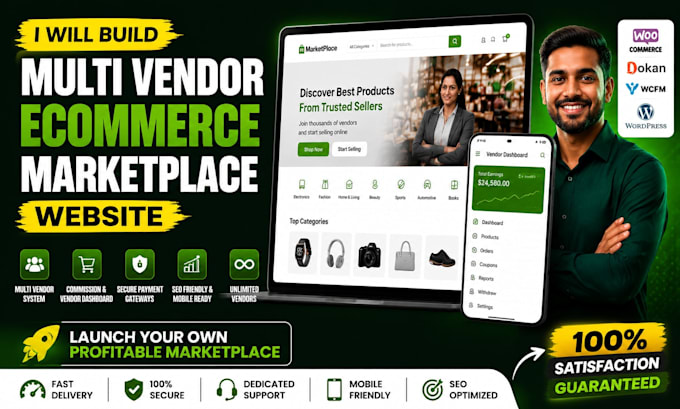 build woocommerce multi vendor ecommerce marketplace website using dokan wcfm