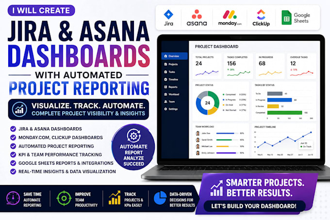 create jira and asana dashboards with automated project reporting