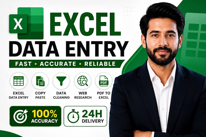 do accurate excel data entry, copy paste, web research and excel formatting