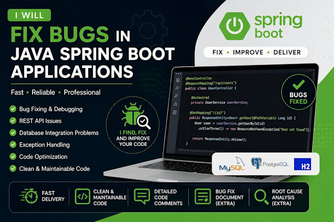 fix bugs in java spring boot applications