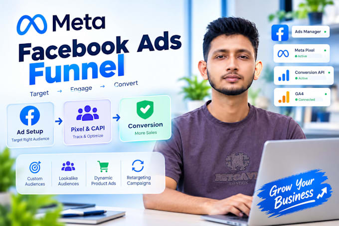 create a complete facebook ads funnel to retarget and convert