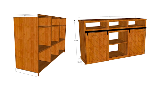 create woodworking plans and cut list for TV stands, wardrobes and cabinets
