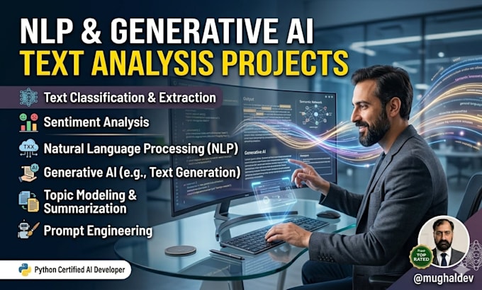 do text analysis, sentiment analysis, nlp, generative ai projects using p