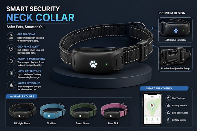 do design ergonomic smart security neck collar 3d model ready product