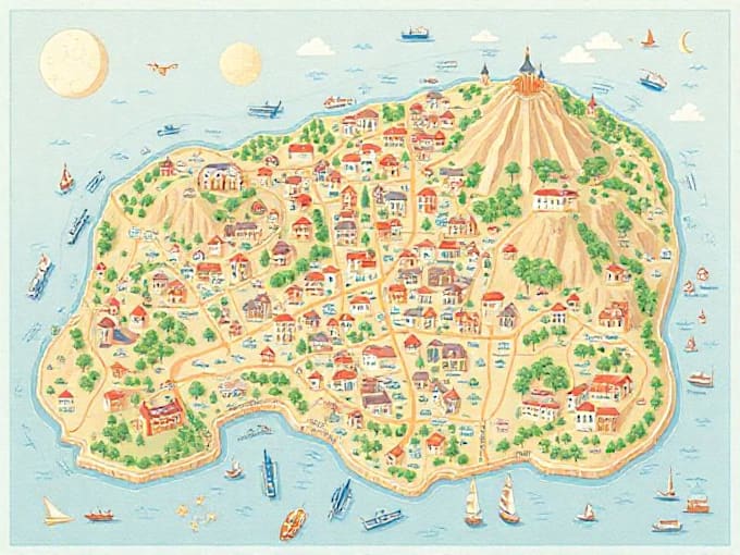 design  creative tourist map, event map, guide map, and custom map illustration