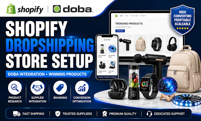 shopify dropshipping via doba winning products supplier integration store design