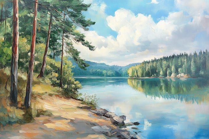 paint landscape in digital oil painting
