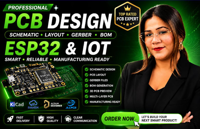 design esp32 pcb iot circuit schematic gerber files and bom smart device pcb