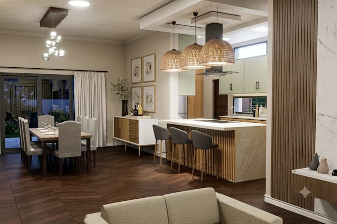 create a professional 3d kitchen design mood board