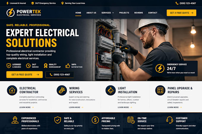 do electrical contractor website wiring services website light installation site