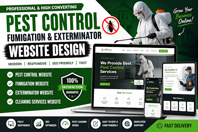 design pest control website, fumigation website, exterminator website for leads
