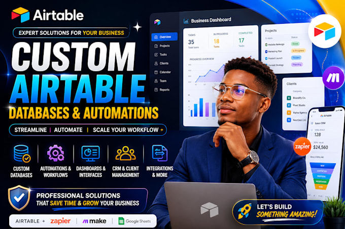 build optimize airtable databases, CRM workflows client portal