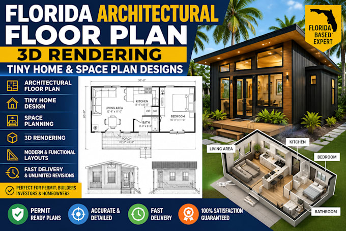draw florida architectural floor plan 3d rendering tiny home space plan designs