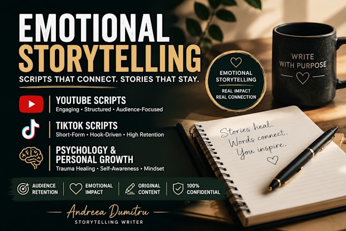 write emotional storytelling scripts for youtube and tiktok