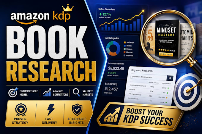 do amazon KDP book market research, competitor analysis and niche research