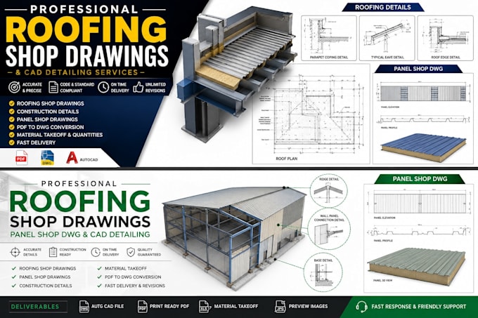 create professional roofing shop drawings and cad detailing
