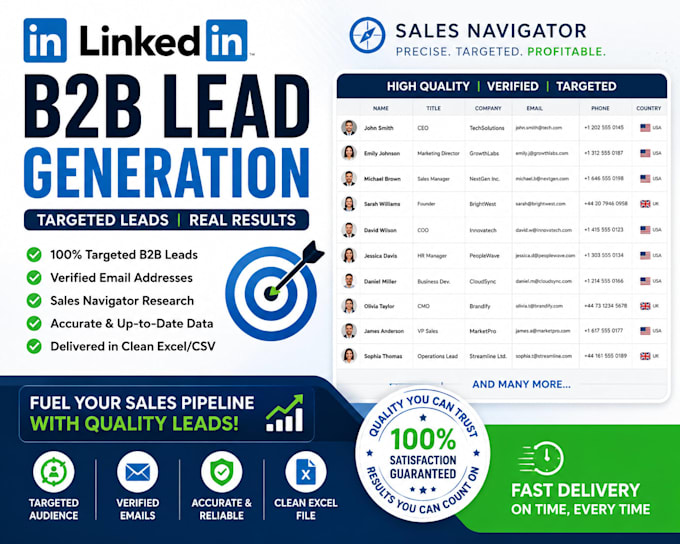 generate  linkedin b2b leads and prospect email lists using sales navigator