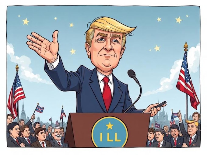 drawing a political or satirical cartoon