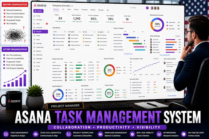 build asana task management and collaboration system
