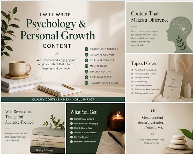 write psychology, self improvement and mental health content