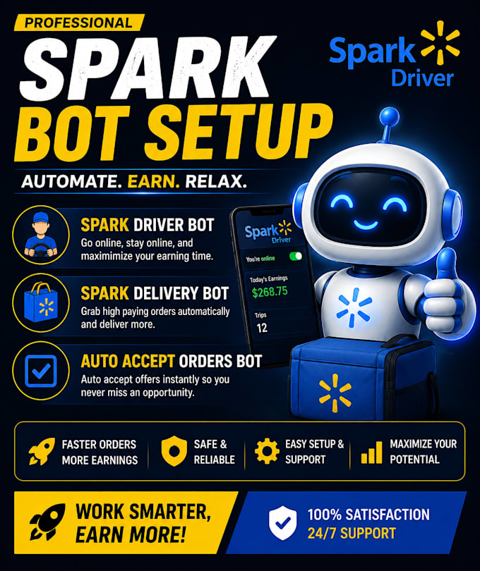 setup spark driver bot, spark delivery bot auto accept orders bot, spark
