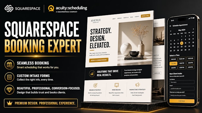 design a squarespace website with advanced acuity scheduling integration