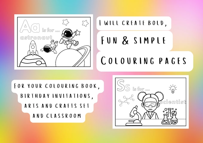 create fun and simple colouring pages for children